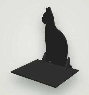 Actual Bookend Maker preview of a black sitting-cat silhouette joined to a reinforced right-angle base