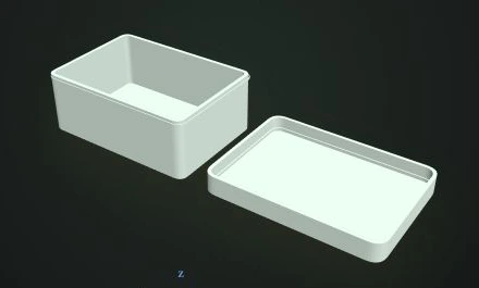 Actual Lidded Box Maker preview of a pale mint box and separate snap-fit lid